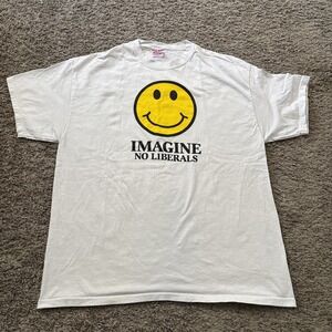 Vintage Smiley Face Imagine No Liberals Classic tee T Shirt‎ Unisex XL Extra